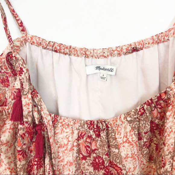 Madewell Silk Cold Shoulder Tassel Tie Dress Small - Picture 5 of 8